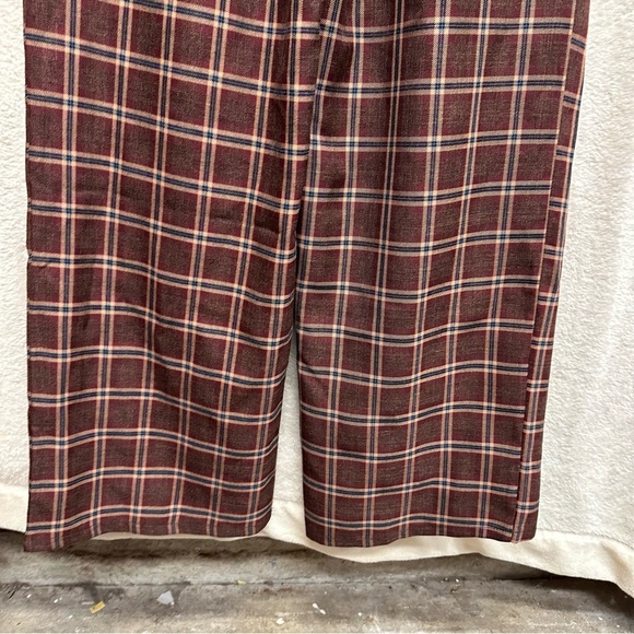 Nasty Gal wide leg trouser red plaid pleated high rise women’s 0 punk grunge - Picture 5 of 9